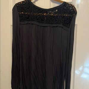 Black Lace Detail Blouse